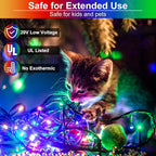 100FT 300 LED Christmas Lights Outdoor, Multicolor Christmas String Lights with 8 Modes Waterproof, Green Wire Twinkle Tree Light for Indoor Home Garden Patio Xmas Party Decorations