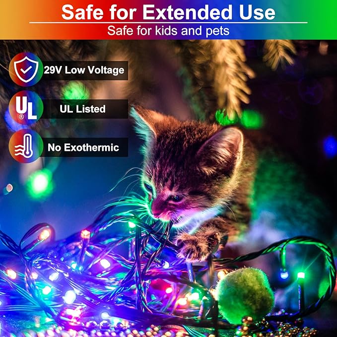 800 LED Christmas Tree Lights, 262FT String Lights for Outdoor Indoor, Waterproof 8 Modes Plug in Christmas Decorations Green Wire for House Patio Party Holiday Decorations, Multicolor