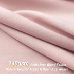 Pink Stall Linen Shower Curtain, Heavy Duty Small Shower Curtains for Narrow Stall Size, RV Drapes for Bathtub Boho Bath Curtain with 12 Plastic Hooks, 36x72, Blush Pink