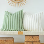 JOJUSIS Pack of 2 Faux Fur Plush Decorative Throw Pillow Covers Couch Cushion Case Soft Pillowcases (Sage Green, 22 x 22-Inch)