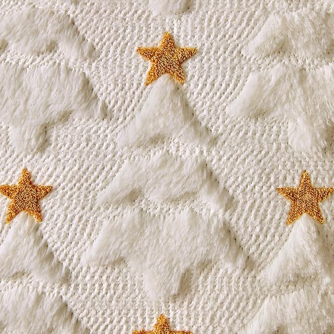 MIULEE Christmas Pillow Covers 18x18 Inch Set of 2, Cream White Christmas Tree Plush Faux Fur Pillowcases Soft Decorative Throw Pillow Cases for Couch, Sofa Living Room Winter Xmas Holiday Home Decor