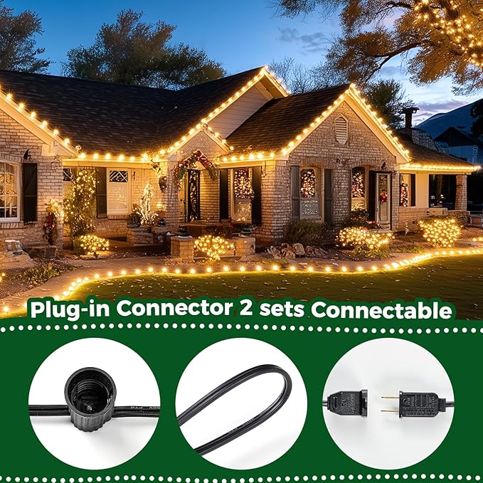 C9 Clear Christmas String Light, 50 Ft Vintage Christmas Tree Lights, Outdoor Waterproof Roofline String Lights with 50 Clear Bulbs for Patio Garden Holiday Indoor Wedding Home Decoration, Black Wire