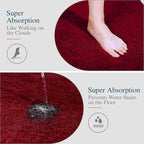 Walensee Bath Rug - Non Slip, Soft Microfiber Shaggy Bath Mat (20 x 32, Red), Machine Washable, Thick Plush Shower Mat