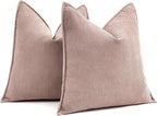 MIULEE Pack of 2 Blush Pink Decorative Pillow Covers 16x16 Inch Soft Chenille Luxurious Couch Throw Pillows Farmhouse Cushion Covers with Elegant Design for Sofa Bedroom Living Room Home Decor