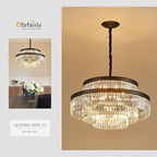 31.5" 18-Light Modern Crystal Chandelier Light Fixture Large 4-Tier Black Luxury Glam Chandeliers for Dining Room Round Hanging Pendant Lighting for Living Room Kitchen Bedroom Foyer Lobby