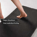 RESARE Waffle Bathroom Runner Rugs, Super Absorbent Bath Mat Non Slip Washable Quick Dry, Upgraded Ultra Soft Boho Bath Rugs with Tassels for Hallway Bedroom Laundry Room, 2'x6'(24"x72"), Black