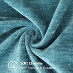 decorUhome Chenille Soft Throw Pillow Covers 12x20 Set of 2, Lumbar Velvet Farmhouse Neutral Decorative Euro Pillow Covers with Stitched Edge for Couch Sofa Bed Home Decor, Teal