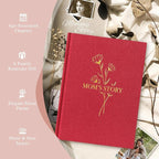 Lanpn Mom Life Story Book Journal with 270+ Prompts, Linen Hardcover Mother Story Guided Journal, Mom Memory Keepsake Book to Fill Out, Mother's Day Birthday Christmas Gift for Mom, Red