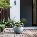 Kante 15.7" Dia Round Concrete Planter, Outdoor/Indoor Large Bowl Plant Pots with Drainage Hole and Rubber Plug for Garden Patio Balcony Home, Slate Gray