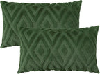 Pallene Christmas Forest Elf Throw Pillow Covers 12x20 Set of 2, Soft Plush Faux Fur Decorative Lumbar Couch Pillow Covers for Sofa Bed Living Room Pillow Cases with 3D Diamond Pattern