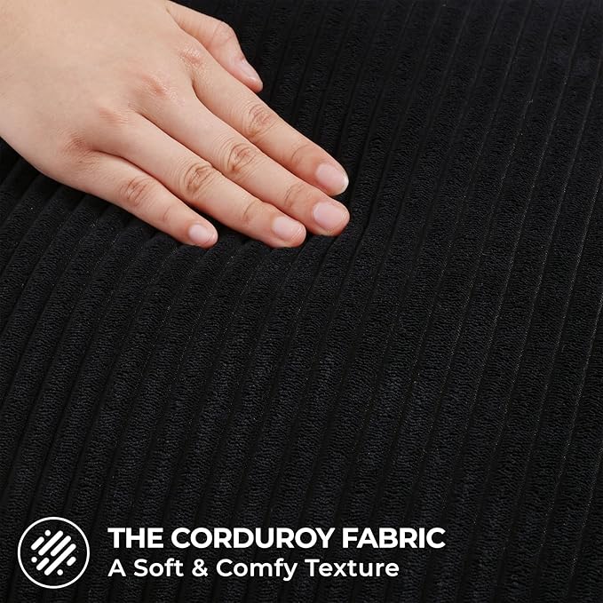 Mecatny Corduroy Decorative Throw Pillow Covers 16x16 Set of 2 for Sofa Living Room, Soft Neutral Boho Couch Pillow Covers for Home Decor, Black