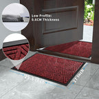 Yimobra Outdoor Mats for Front Door, Stops Mud & Dirt at Entrance, Fits Garage & Patio, All-Weather Waterproof Non Slip Outdoor Indoor Welcome Mat, 29.5x17 Black Red