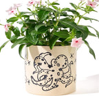 5 Inch Ceramic Plant Pots with Drainage Holes, Small Round Flower Pots for Indoor Plant, Unique Animal Flower Planters (Octopus)