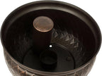 BIRDROCK HOME Water Hose Holder - Decorative Metal Pot, Indoor or Outdoor, Garden Storage Organizer, Patio Portable Bucket - Embossed Steel w/Copper Accents, Holds up to 100ft Hoses, Medium No Lid