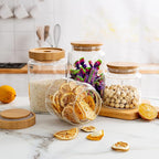 42 oz/1200 ml Glass Storage Canister with Airtight Lid, Clear Decorative Container Jar for Coffee, Spice, Candy, Salt, Cookie, Condiment, Pepper, Sugar, Overnight Oats - Large