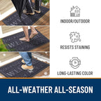 OLANLY Welcome Door Mat Indoor Outdoor Entrance, Heavy Duty Sturdy Front Door Mat, Waterproof All-Weather Doormat, Stain Resistant, Low Profile, Easy Clean Patio Entryway Mat, 29.5 x 17, Grey