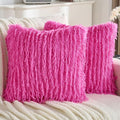 FUTEI Hot Pink Decorative Throw Pillow Covers 26x26 Inch Set of 2,Soft Fluffy Faux Feather Texture Euro Pillow Shams,Modern Home Luxury Decor for Couch Bed Living Room