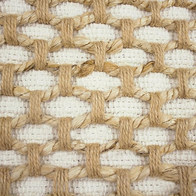 Boho Living Jada Decorative Throw, Includes Accent, Premium Woven Design, Living Room Décor, (1) 20" x 20" Pillow Cover with Insert, White