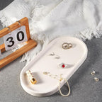 Koville Creamy White Marble Tray for Bathroom, 12"x6" Natural Luxury Marble Vanity Tray for Home Decor Countertop, Stone Oval Trays for Perfume & Jewelry Organizer, Stone Storage Trays
