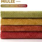 MIULEE Pack of 4 Fall Burnt Orange Couch Throw Pillow Covers 18x18 Inch Yellow Green Soft Decorative Chenille Pillows Farmhouse Accent Cushions for Boho Home Decor Spring Sofa Bedroom Living Room