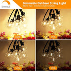 Svater Outdoor String Lights 50 FT, Patio LED Lights Outside with 26pcs Bulbs, Waterproof Shatterproof Hanging Globe Light Connectable for Bistro Cafe Backyard Balcony Warm White