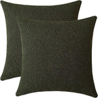 Jeneoo Sage Green Decorative Square Thick Throw Pillow Covers Fine Textured Boucle Couch Cushion Case for Sofa Decor, Set of 2, 20 x 20 Inch