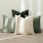 MIULEE Pack of 4 Christmas Couch Throw Pillow Covers 20x20 Inch Neutral Green Soft Decorative Chenille Pillow Covers Farmhouse Accent Cushion Covers for Boho Home Decor Sofa Bedroom Living Room