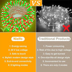 Christmas Lights Indoor, 132FT 400 LED Outdoor String Lights with 8 Modes Waterproof, Plug in Fairy Twinkle Lights Clear Wire for House Bedroom Patio Window Garden Wedding Decorations