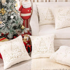Christmas Embroidered Throw Pillow Cover - Soft Chenille Holiday Decorative Cushion for Xmas Tree Decor, Winter Home Decor, Cozy Living Room Bedroom Sofa (Christmas Tree, 22" x 22" (Pack of 2))
