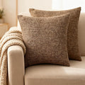 Throw Couch Pillow with Insert 18x18 Inches Set of 2 Square, Cute Modern Home Fall Decor for Living Room Sofa Bed Cushion Accent Case, Anthropologie Style Home Decor (Coffee Brown #P2-18)