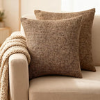 Throw Couch Pillow with Insert 18x18 Inches Set of 2 Square, Cute Modern Home Fall Decor for Living Room Sofa Bed Cushion Accent Case, Anthropologie Style Home Decor (Coffee Brown #P2-18)