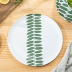 Bzyoo 12-Piece Melamine Dinnerware Set - Leaf | Lightweight, Durable, BPA-Free | Dishwasher Safe Dish Set for Indoor & Outdoor Use - Perfect for Camping, BBQs, Kids