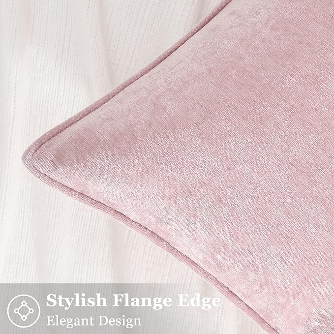 decorUhome Couch Throw Pillow Covers 20x20 Set of 2, Decorative Soft Euro Neutral Chenille Pillow Covers with Elegant Design for Sofa Bed Living Room Home Decor, Blush Pink
