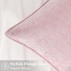 decorUhome Couch Throw Pillow Covers 24x24 Set of 2, Decorative Soft Euro Neutral Chenille Pillow Covers with Elegant Design for Sofa Bed Living Room Home Decor, Blush Pink