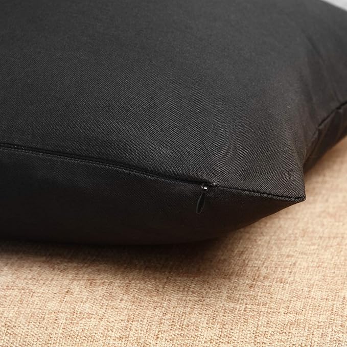 Boao 4 Pack Christmas Decorative Outdoor Waterproof Throw Pillow Covers Square Patio Balcony Garden Waterproof Cushion Case PU Coating Pillow Shell for Couch Bed Patio Sofa, 18 x 18 Inch(Black)
