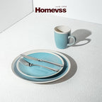 Rock Ridge Speckled Stoneware Dinnerware Set (16pc Set, Turquoise and Ivory)