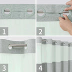 Stall No Hooks Needed Linen Textured Shower Curtain with Snap-in Fabric Liner Set,Hotel Luxury Decor Farmhouse Shower Curtains for Bathroom,Waterproof & Washable,54Wx80H,Sage Green