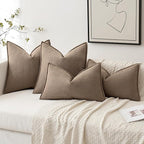 MIULEE Pack of 2 Coco Brown Decorative Pillow Covers 16x16 Inch Soft Chenille Luxurious Couch Throw Pillows Farmhouse Cushion Covers with Elegant Design for Sofa Bedroom Living Room Home Decor
