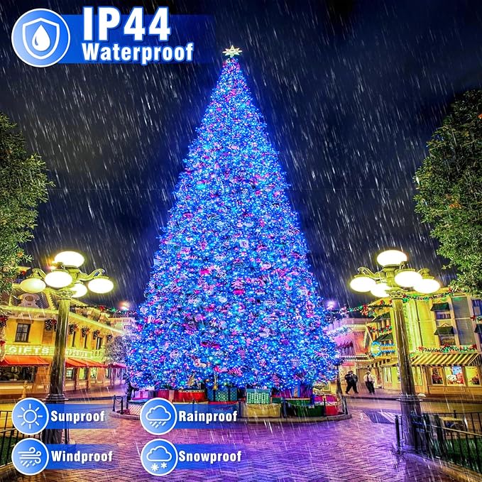 66FT 200 LED Christmas Lights Outdoor, Plug in Christmas String Lights Indoor, Waterproof & 8 Modes & Timer Function, Connectable Fairy Twinkle Light for Bedroom Classroom Wedding Party Decor, Blue
