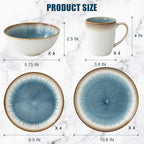Dinnerware Set Stoneware 16 Pieces Service for 4, Stoneware Plates and Bowls Set Highly Chip and Crack Resistant Stoneware Set, Dishwasher Microwave Safe Dishes set
