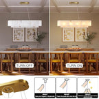 L40in Alabaster Rectangular Chandelier for Dining Room, Modern White Marble Oval Chandeliers for Kitchen Island, Rectangle Chandelier for Dining Table (Dimmable Bulbs INCL)