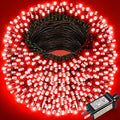 262FT 800 LED Christmas Lights, Plug in Christmas Tree Lights Outdoor with Timer and 8 Modes, Green Wire Waterproof String Light for Indoor House Yard Patio Wedding Decorations, Red