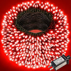 262FT 800 LED Christmas Lights, Plug in Christmas Tree Lights Outdoor with Timer and 8 Modes, Green Wire Waterproof String Light for Indoor House Yard Patio Wedding Decorations, Red