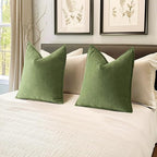 MIULEE Pack of 2 Sage Decorative Pillow Covers 20x20 Inch Soft Chenille Luxurious Couch Throw Pillows Farmhouse Cushion Covers with Elegant Design for Sofa Bedroom Living Room Home Decor