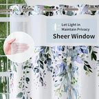 QiyI No Hook Shower Curtain with Snap in Fabric Liner, Green Eucalyptus Shower Curtain with See Through Top Window, Waterproof Washable Cloth Ringless Shower Curtain Set for Bathroom, 72 x 75