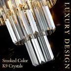 3 Tiers Black Crystal Pendant Light, Mini Smoke Gray K9 Crystal Chandelier Modern Pendant Light Fixture for Kitchen Island Dining Room Hallway Bedroom Closet