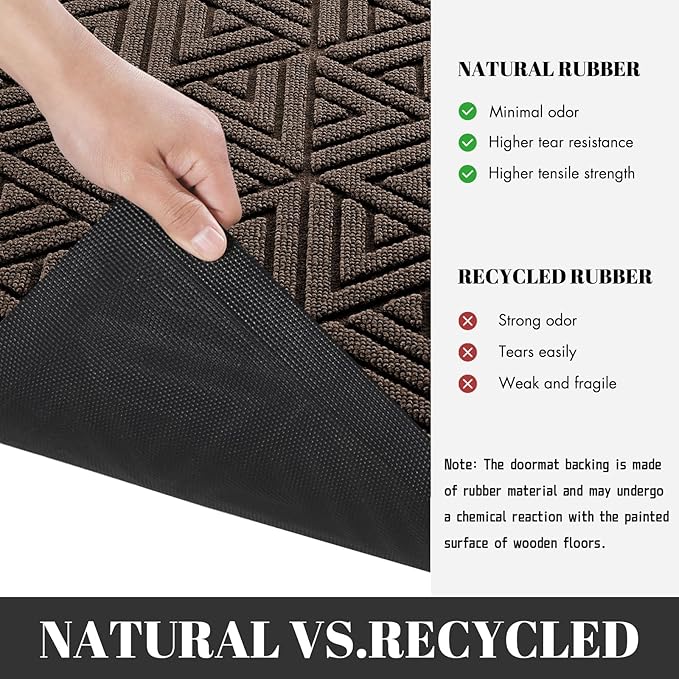 Yimobra Outdoor Mats for Front Door, Stops Mud & Dirt at Entrance, Fits Garage & Patio, All-Weather Waterproof Non Slip Outdoor Indoor Welcome Mat, 29.5x17 Brown