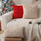 Christmas Pillow Covers 12x20 inch Set of 2 Soft Plush Faux Fur Christmas Decor Beige Xmax Tree Yellow Colored Lights Decoration Throw Pillow Case for Winter Holiday Sofa Living Room PT003C12