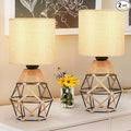 Hamilyeah Woven Table Lamps Set of 2, Boho Bedside Lamps with Fabric Shade, Farmhouse Lamps for Night Stands with On/Off Switch, Modern Industrial Desk Lamps for Bedroom, Living Room, Office