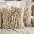 FUTEI Apricot Decorative Throw Pillow Covers 24x24 Inch Set of 2,Soft Fluffy Faux Feather Texture European Cushion Cases,Modern Home Luxury Decor for Couch Bed Living Room